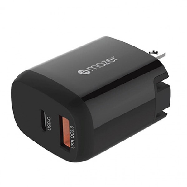 Cốc sạc 2 cổng Mazer 20W SuperMINI US Foldable Wall Charger-MGAN20USV2BK-2
