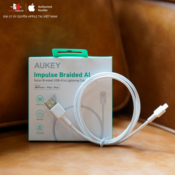 Cáp USB-A to Lightning Aukey 0.9m MFi CB-BAL7-CB-BAL7-BK-5