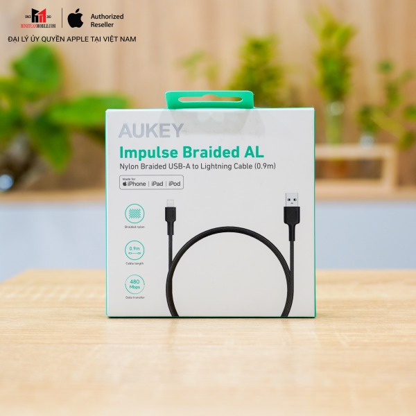 Cáp USB-A to Lightning Aukey 0.9m MFi CB-BAL7-CB-BAL7-BK-8