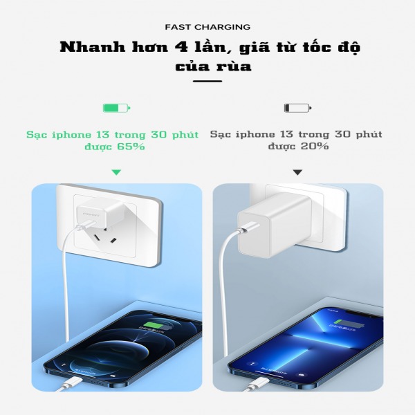 Cốc sạc Pisen 25W Type-C PD Mini Quick Ice Crystal-FYDKLN06-4