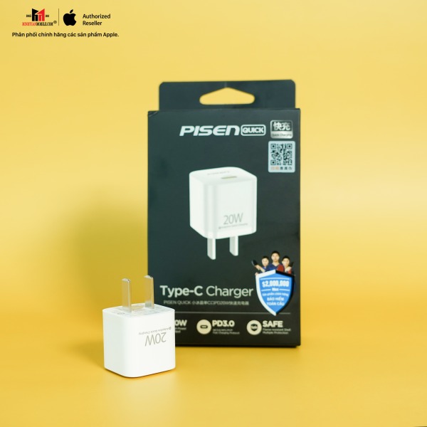 Cốc sạc Pisen 20W PD Type-C Mini Quick Ice Crystal-KPD201-2