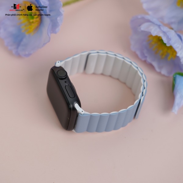 Dây đeo Apple Watch 38 40 41mm UNIQ Revix Reversible Magnetic Silicone Strap-UNIQ41MMREVBLUBLK-5