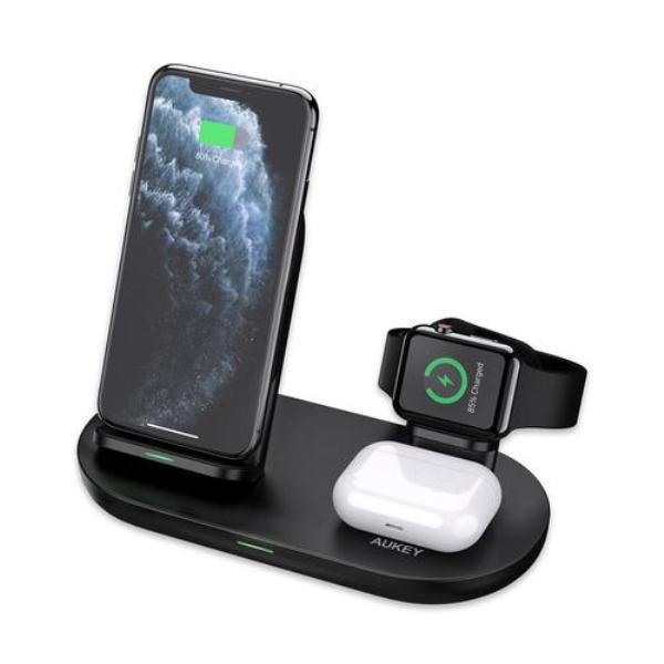 Đế sạc không dây Aukey 3in1 Qi 10W LCA3BK-LC-A3-BK-5