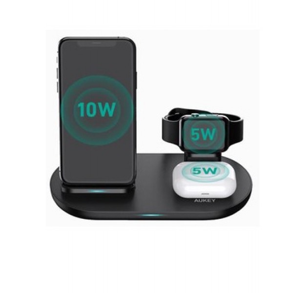 Đế sạc không dây Aukey 3in1 Qi 10W LCA3BK-LC-A3-BK-6