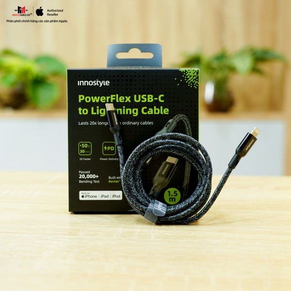 Cáp Type C to Lightning Innostyle Powerflex MFi 1.5M 20 30 60W-ICL150ALBLU-4