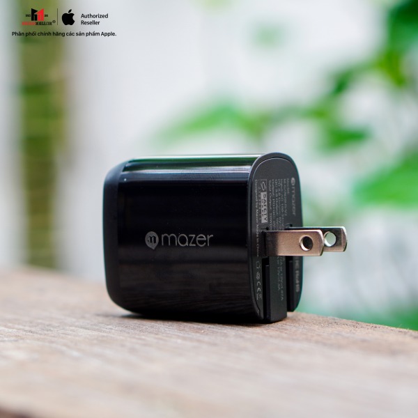 Cốc sạc 2 cổng Mazer 20W SuperMINI US Foldable Wall Charger-MGAN20USV2BK-5