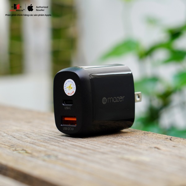 Cốc sạc 2 cổng Mazer 20W SuperMINI US Foldable Wall Charger-MGAN20USV2BK-7