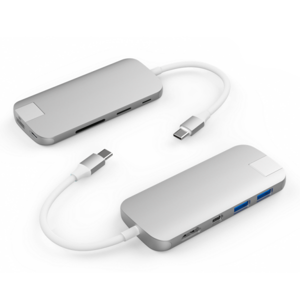 Hub chuyển đổi HyperDrive 8 in 1 Type-C Slim HD247B-HD247BSILVER-2