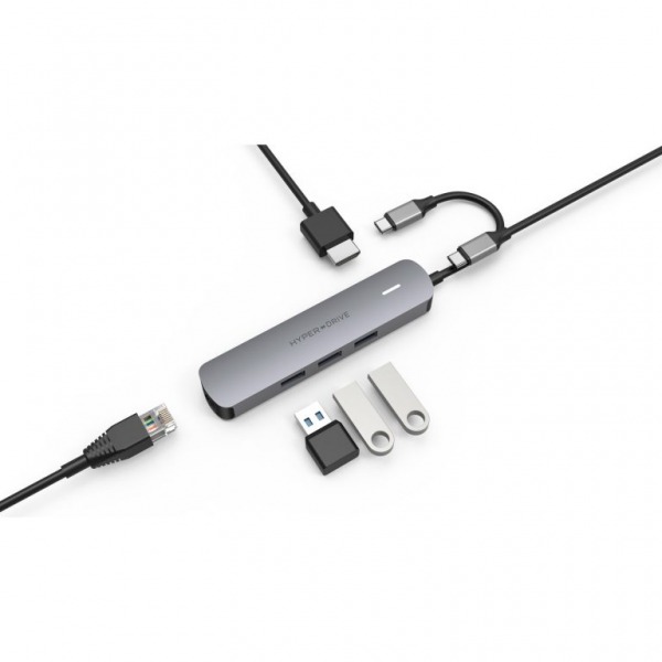 Hub chuyển đổi HyperDrive 6 in 1 Type-C 4K HDMI HD233B-HD233BGREY-2