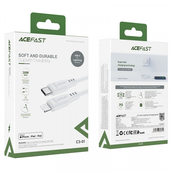 Cáp Type-C to Lightning ACEFAST MFi 1.2M C301-C301WH-8