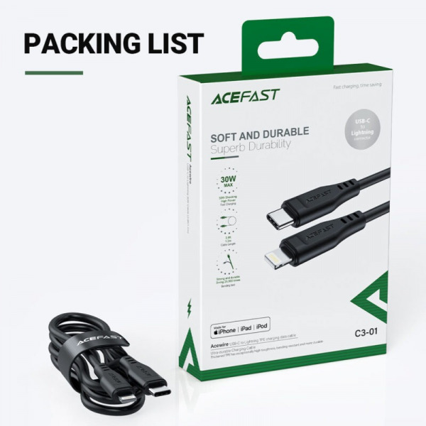 Cáp Type-C to Lightning ACEFAST MFi 1.2M C301-C301WH-10