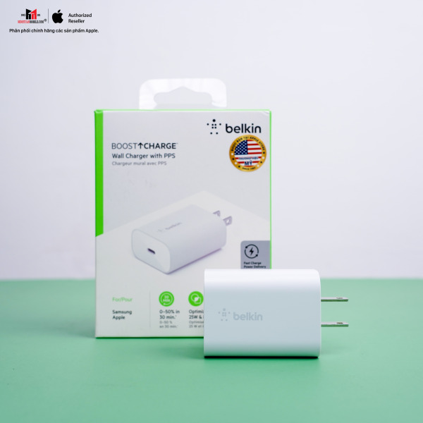 Cốc sạc nhanh Belkin 25W Type-C PD Wall Charger-WCA004DQWH-14