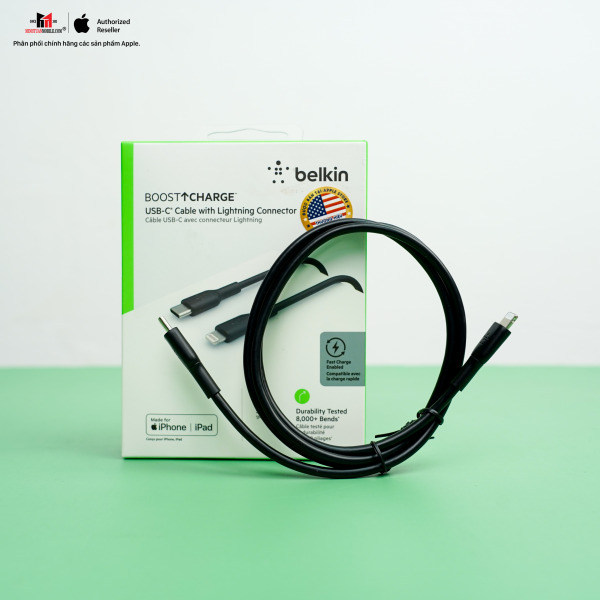 Cáp Type-C to Lightning Belkin 30W vỏ nhựa 1M-CAA003BT1MBK-17