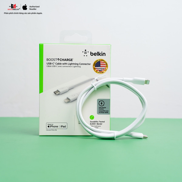 Cáp Type-C to Lightning Belkin 30W vỏ nhựa 1M-CAA003BT1MBK-18