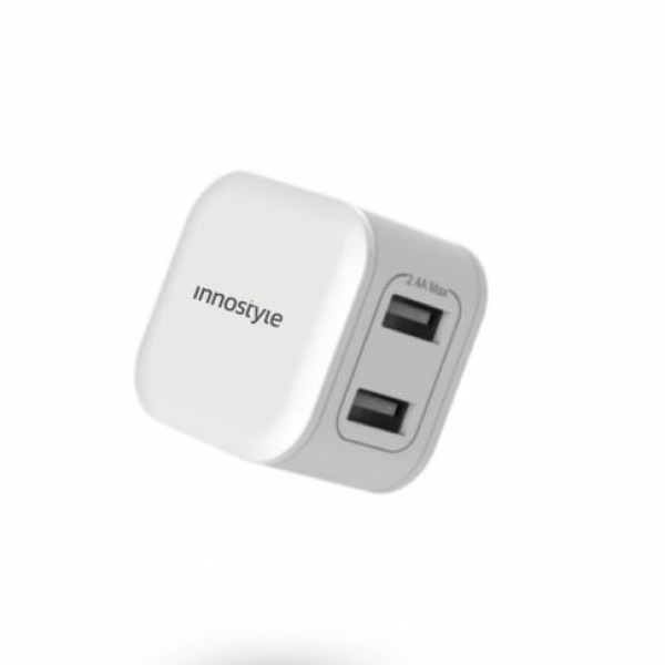 Cốc sạc Innostyle 2 cổng 12W USB-A Minigo 2 Smart Charging Ai-IC12SA-3