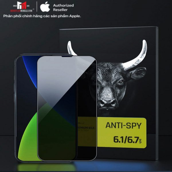 Cường lực chống nhìn trộm iPhone 14 Pro Mipow Kingbull Premium Silk HD (2.7D)-BJ415BK-8