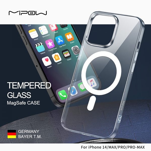 Ốp lưng MagSafe iPhone 14 Pro Mipow Tempered Glass Transparent-MGC14CCR-4