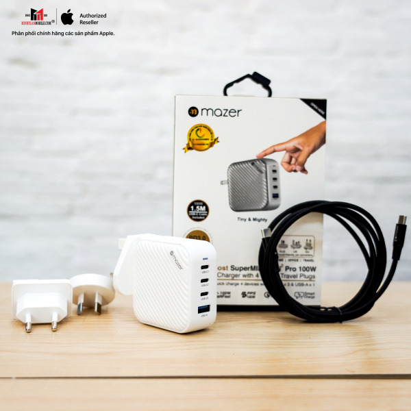 Cốc sạc nhanh Mazer 100W Infinite Boost SuperMINI GaN Wall Charger-MGAN100WWH-11