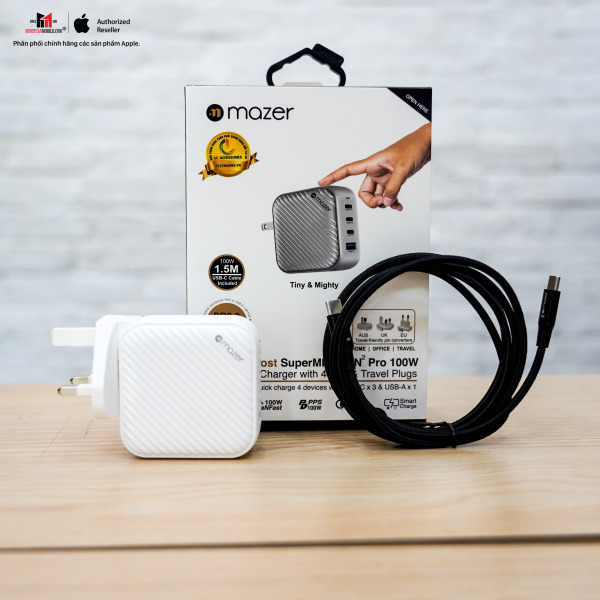 Cốc sạc nhanh Mazer 100W Infinite Boost SuperMINI GaN Wall Charger-MGAN100WWH-12