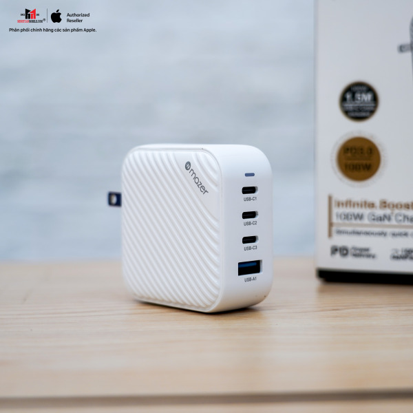 Cốc sạc nhanh Mazer 100W Infinite Boost SuperMINI GaN Wall Charger-MGAN100WWH-14