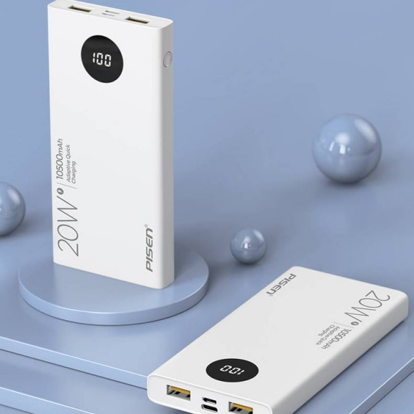 Pin sạc dự phòng Pisen 10.500 mAh 20W QUICK PowerU LED Ultra-TSD306WT-2