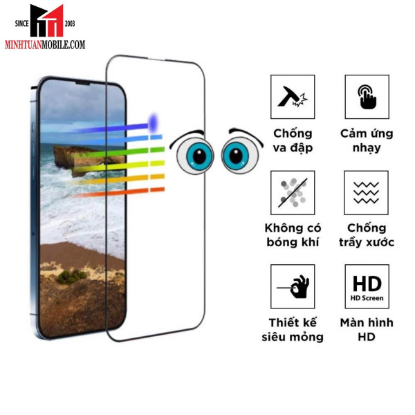 Cường lực chống ánh sáng xanh iPhone 14 Pro Max ANANK (viền đen)-93900072-6