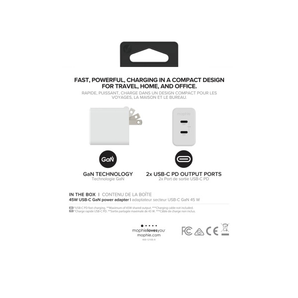 Cốc sạc nhanh Mophie 45W 2 cổng Type-C GaN-409909356-6