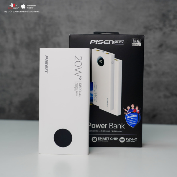 Pin sạc dự phòng Pisen 10.500 mAh 20W QUICK PowerU LED Ultra-TSD306WT-8