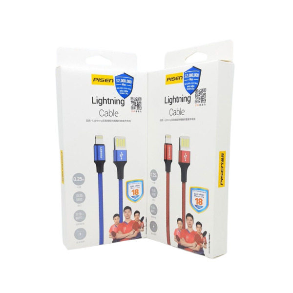 Cáp USB-A to Lightning Pisen Double Side Braided 250mm AL07-AL07250-4