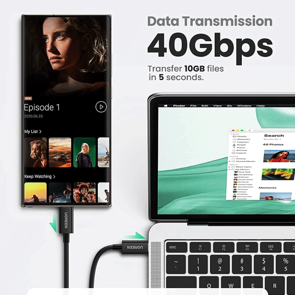 Cáp Thunderbolt 4 Type-C to Type-C Ugreen 0.8m-30389-4