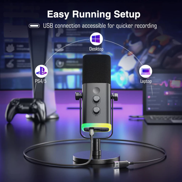 Micro thu âm FIFINE Ampligame AM8 RGB cổng USB XLR-AM8-2