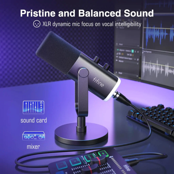 Micro thu âm FIFINE Ampligame AM8 RGB cổng USB XLR-AM8-4