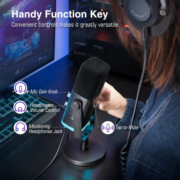 Micro thu âm FIFINE Ampligame AM8 RGB cổng USB XLR-AM8-5