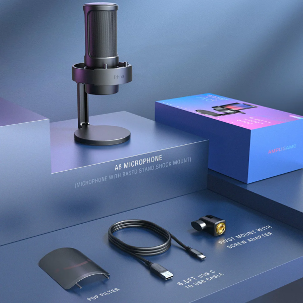 Micro thu âm FIFINE tích hợp đèn RGB A8-A8-4