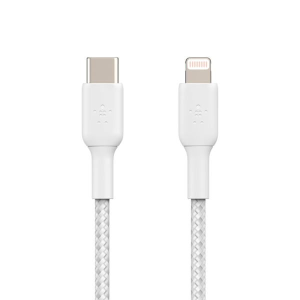 Cáp Type-C to Lightning Belkin 30W vỏ dù 1M-CAA004BT1MWH-3