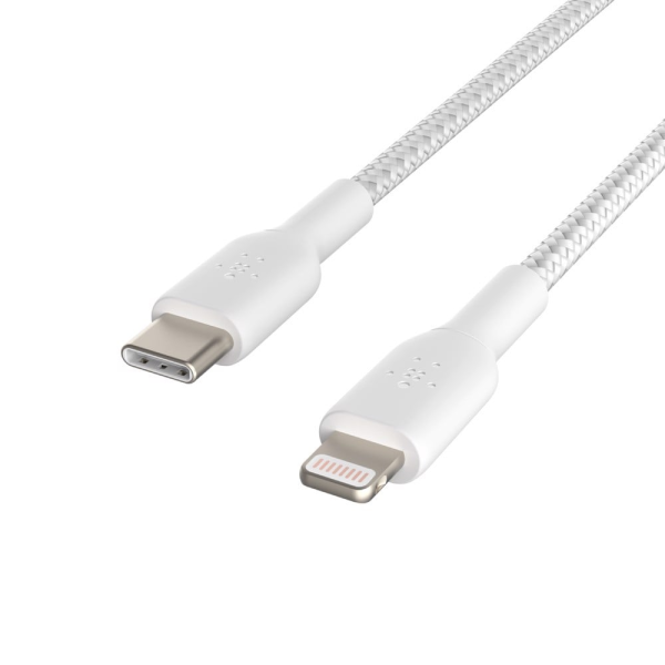 Cáp Type-C to Lightning Belkin 30W vỏ dù 1M-CAA004BT1MWH-5