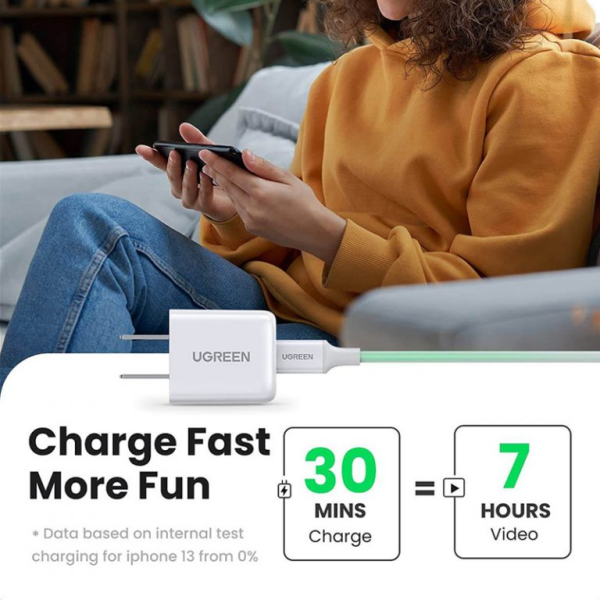 Cốc sạc nhanh Ugreen 20W Type-C PD GaN Fast Charger US-90902-6