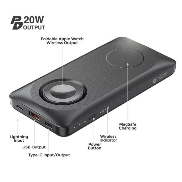 Pin dự phòng Mazer MagAir14 DUO MagSafe 15W 10.000 mAh-MMAGAIR14DUOBK-3