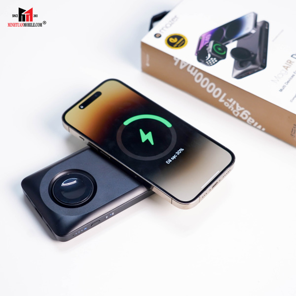Pin dự phòng Mazer MagAir14 DUO MagSafe 15W 10.000 mAh-MMAGAIR14DUOBK-10