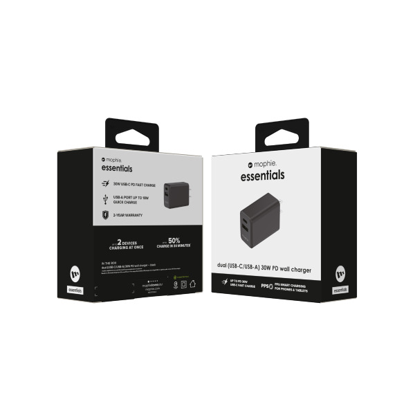 Cốc sạc nhanh 2 cổng Mophie Essentials PD 30W 1A1C-409912219-2