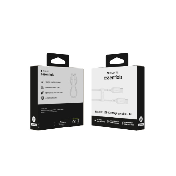 Cáp Type-C to Type-C Mophie Essentials 60W 1M-409912236-7