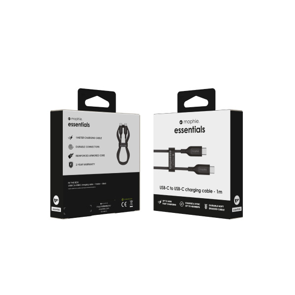 Cáp Type-C to Type-C Mophie Essentials 60W 1M-409912236-2