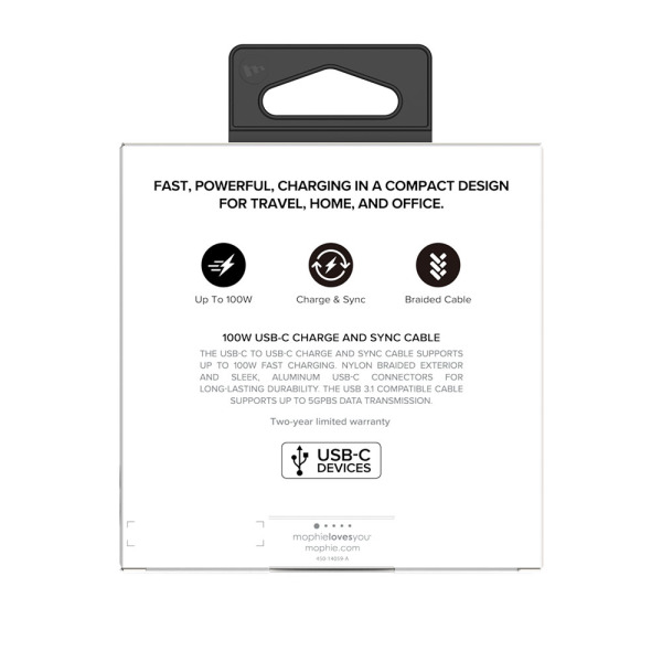Cáp Type-C to Type-C Mophie 100W 3M-409910381-2
