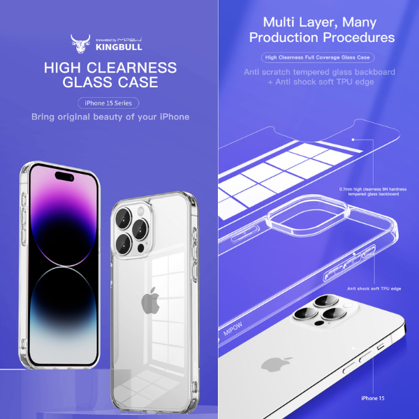 Ốp lưng iPhone 14 Plus 15 Plus Mipow Tempered Transparent Clear-PS15BCR-4