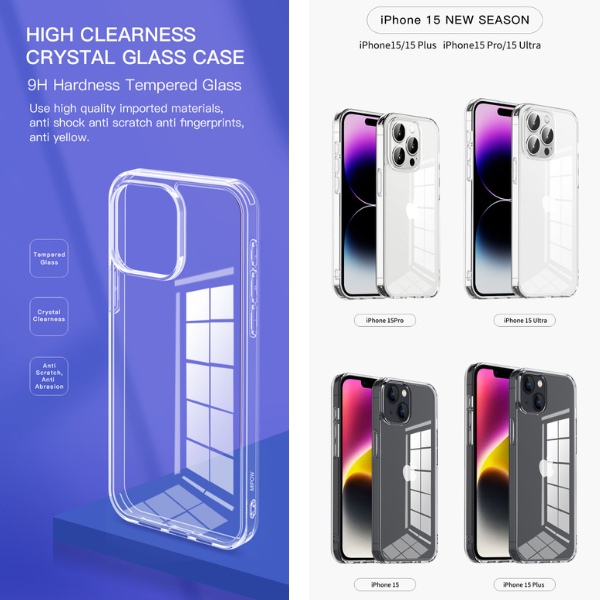 Ốp lưng iPhone 15 Pro Max Mipow Tempered Transparent Clear-PS15DCR-4