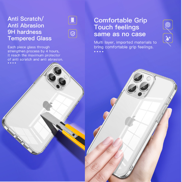 Ốp lưng iPhone 15 Pro Max Mipow Tempered Transparent Clear-PS15DCR-5
