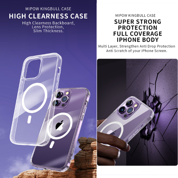 Ốp lưng Magsafe iPhone 15 Plus Mipow Transparent Clear-MGC15BCR-4