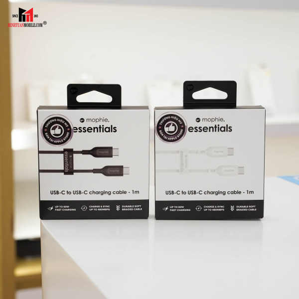 Cáp Type-C to Type-C Mophie Essentials 60W 1M-409912236-19