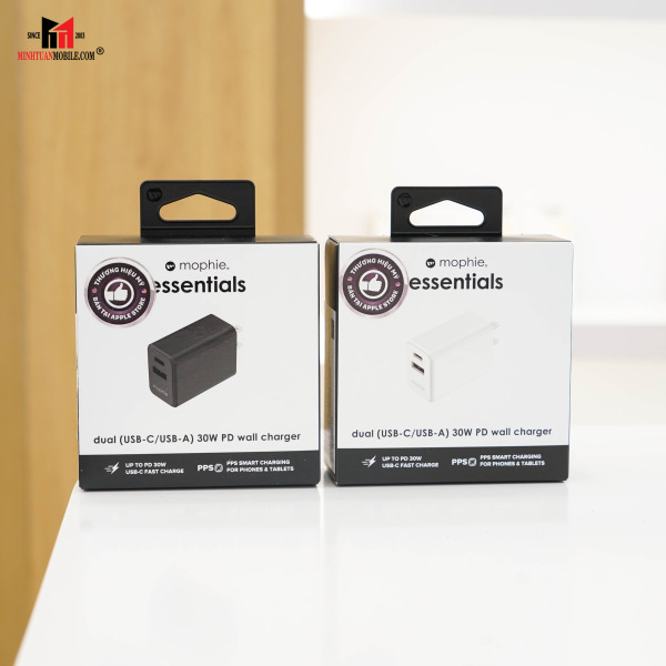 Cốc sạc nhanh 2 cổng Mophie Essentials PD 30W 1A1C-409912219-21