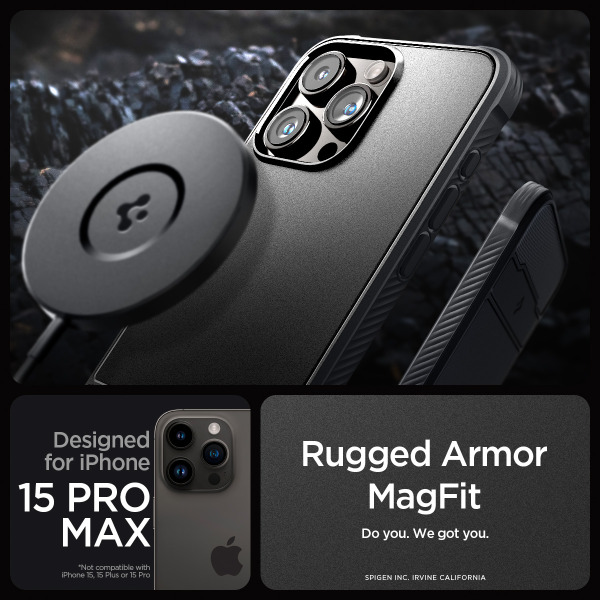 Ốp lưng Magsafe iPhone 15 Pro Spigen Rugged Armor Matte-ACS06703-10